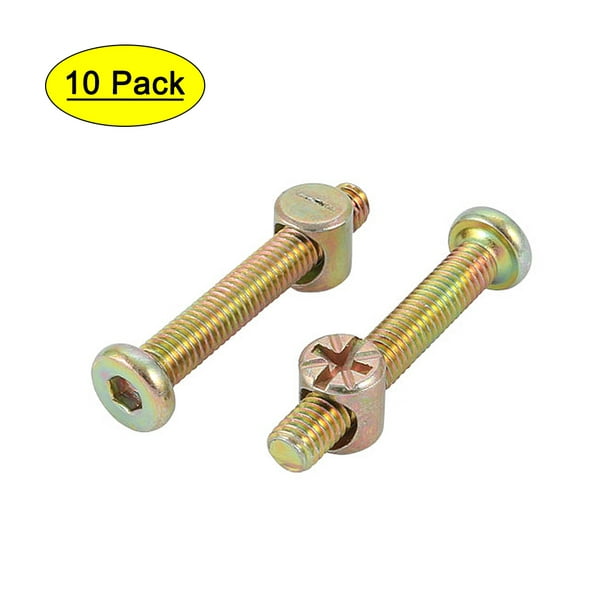 Set of Bolt Nuts for Furniture M6x40mm Hexagon Head Screw with Barrel Nuts Zinc Plated with Phillips Grooves 10 Sets 